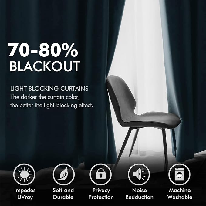 MIULEE Elegant Velvet Curtains Dark Slate Grommet Curtain Thermal Insulated - Image 4