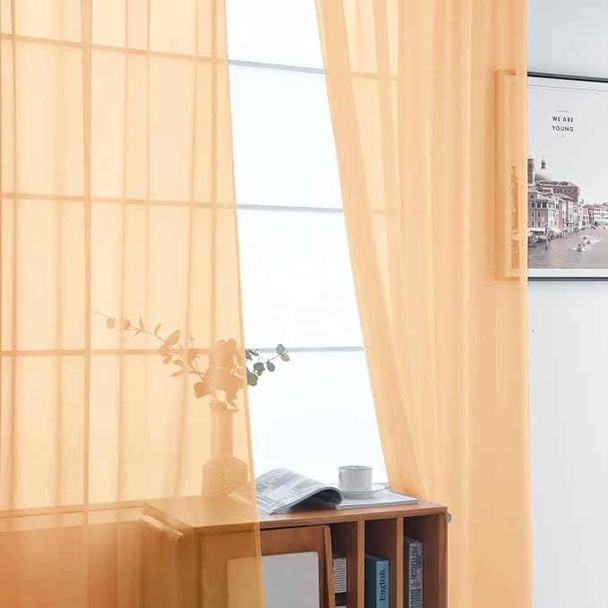 SpaceDresser Sheer Voile Window Treatment Rod Pocket Curtain Panels - Image 4