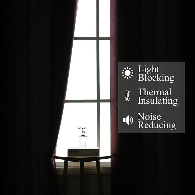 Estelar Textiler Navy Blue and Burgundy Red Ombre Blackout Curtains - Image 3