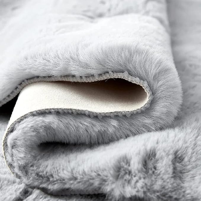 ORINOVA Grey Runner Fuzzy Rug for Bedroom Washable Fluffy Nursery Rugs for - Image 5