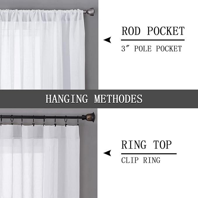Tollpiz Short Sheer Curtains Linen Textured Living Room Curtain Sheers Light - Image 5