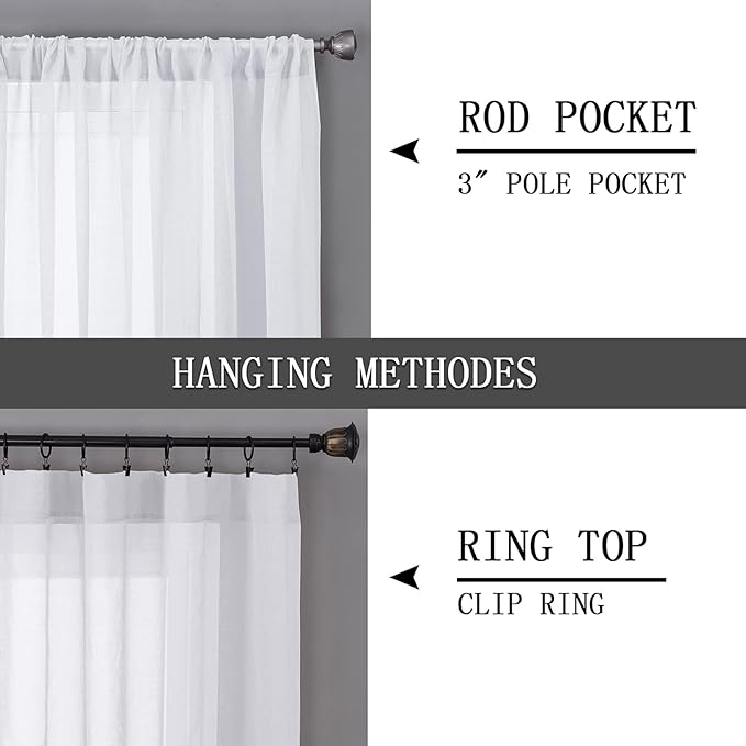 Tollpiz Short Sheer Curtains Living Room Linen Textured Curtain Sheers Light - Image 5