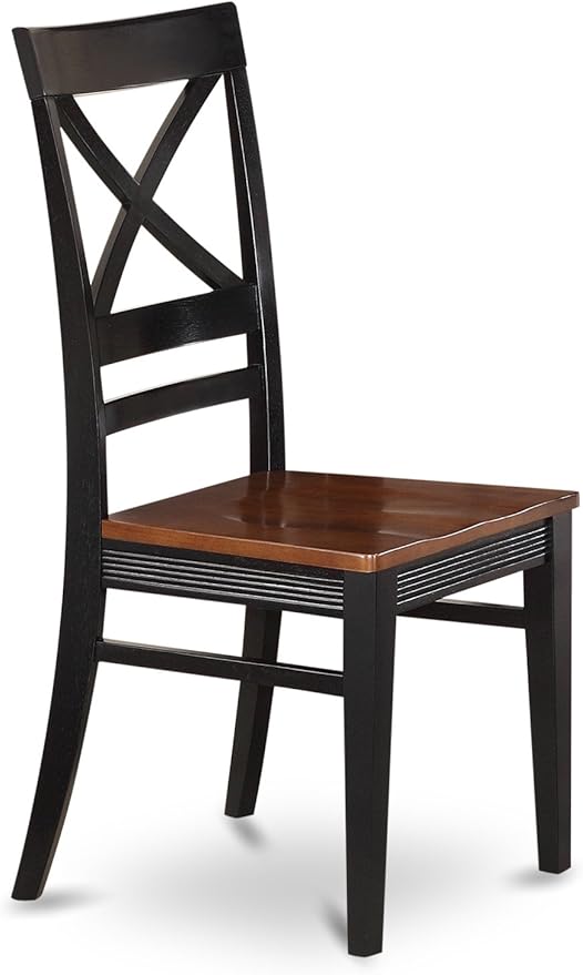 East West Furniture DLQU5-BCH-W 5 Piece Dining Room Furniture Set Includes a Round Kitchen Table with Dropleaf and 4 Dining Chairs, 42x42 Inch, Black & Cherry