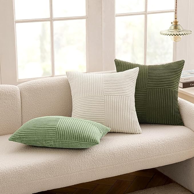 MIULEE Olive Green Decorative Throw Pillow Covers 18x18 Inch - Image 3