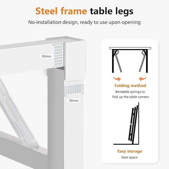 DlandHome 47 inches Folding Table Computer Desk Portable ActivityTable Conference Table Home Office Desk, Fully Assembled Teak and White DND-ND5-120TW