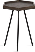 Kate and Laurel Kashvi Modern Side Table 17 x 15 x 20; Graywash; Decorative Farmhouse Hexagon Bedroom Nightstand Table for Storage and Display