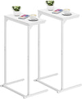 TUTOTAK C Shaped End Table, Small Side Table, Set of 2, 28.7 inch Tall Couch Table, Sofa Table, Living Room, Bed Room, White TB01BW0712