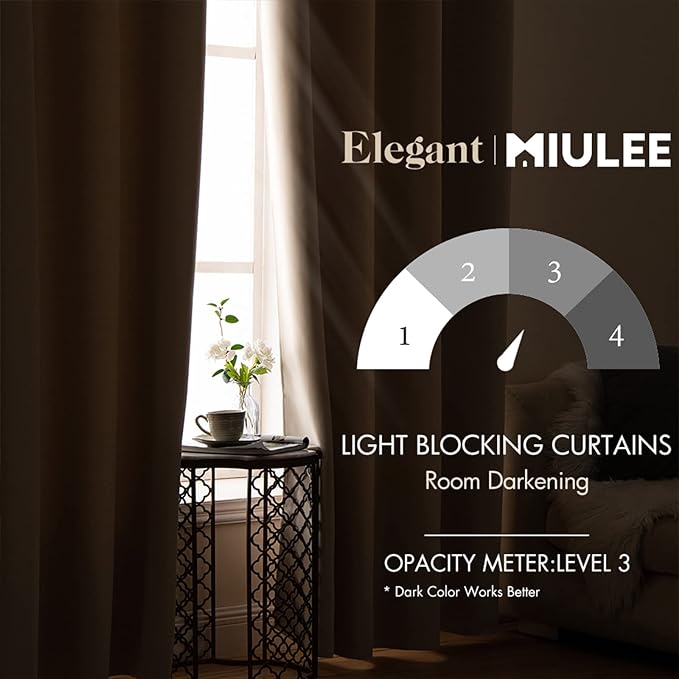 MIULEE Room Darkening Curtains Thermal Insulated Drapes Solid Window Treatment - Image 2