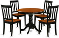 East West Furniture ANTI5-BLK-W 5 Piece Kitchen Table Set for 4 Includes a Round Dining Room Table with Pedestal and 4 Dining Chairs, 36x36 Inch, Black & Cherry