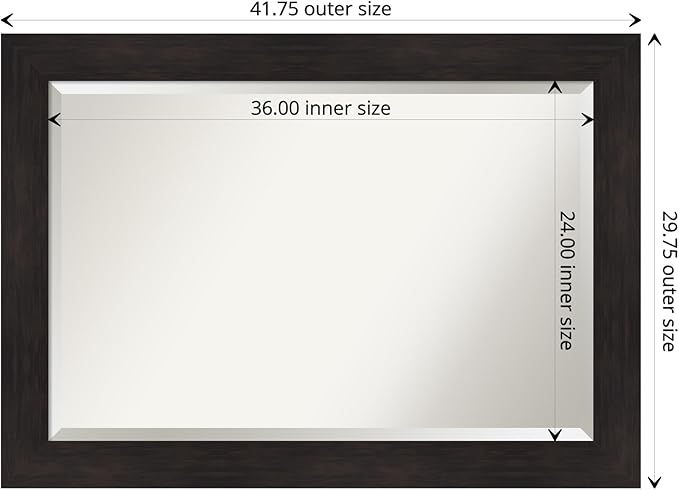 Amanti Art Brown Wall Mirror 30x42 Furniture Espresso Rectangle Bathroom Mirror for Wall Decor Living Room, Large Casual Frame, Hangs Horizonally and Vertically, Bathroom Decor, Beveled Edge from WI