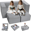 MeMoreCool Modular Kids Play Couch Sofa – Soft Convertible Toddler Couch, Grey Fold-Out Plush Foam Chair for Kids’ Playroom Fun