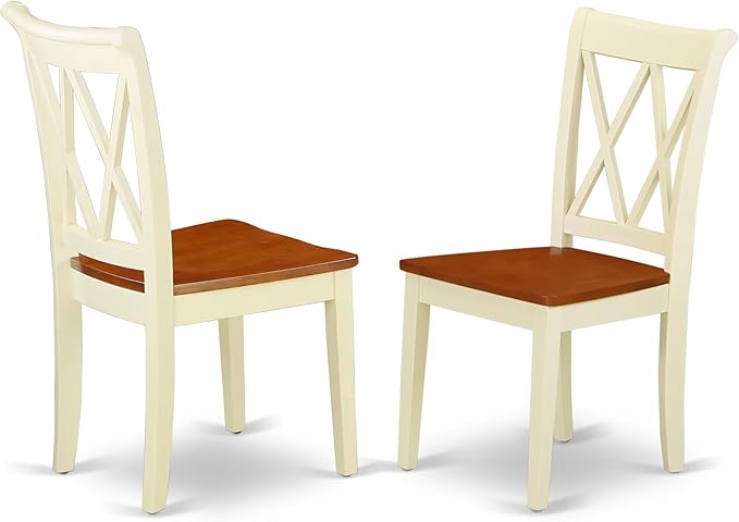 East West Furniture MZCL5-WHI-W 5 Piece Dinette Set for 4 Includes a Rectangle Dining Room Table with Dropleaf and 4 Kitchen Dining Chairs, 36x54 Inch, Buttermilk & Cherry