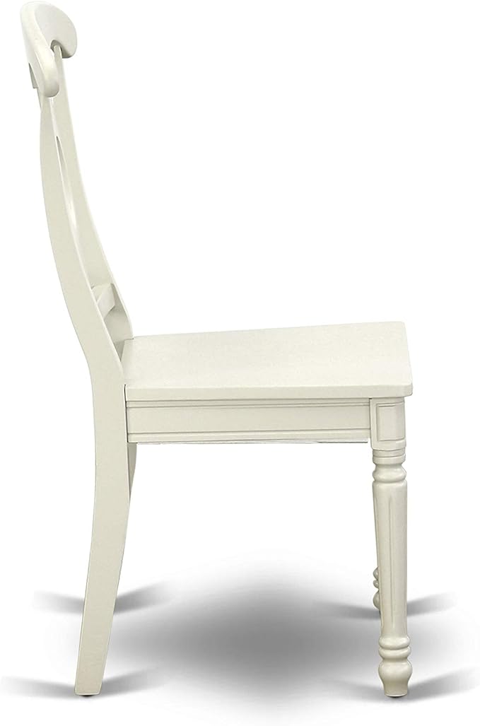 East West Furniture DOKE9-LWH-W 9 Piece Dining Set Includes a Rectangle Dining Table with Butterfly Leaf and 8 Kitchen Chairs, 42x78 Inch, Linen White