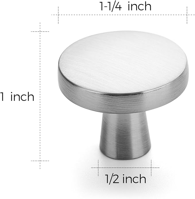 Ravinte 30 Pack Drawer Pulls 1-1/4 Inch Kitchen Cabinet Knobs Brushed Nickel Solid Round Dresser Knobs Simple Cabinet Hardware for Cupboard Drawer Handles