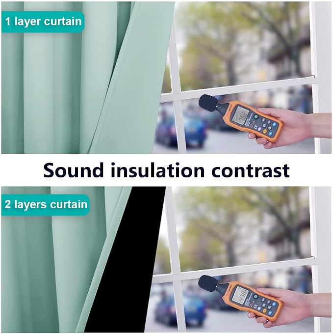 NICETOWN Aqua Blue Blackout Curtains 90 inches Long, Full Light Blocking Drapes - Image 4
