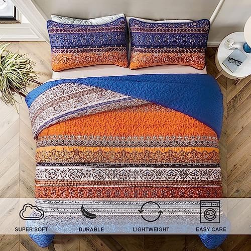 WONGS BEDDING Boho Full Quilt Bedding Set, 3 Pieces Bedspread - Image 3