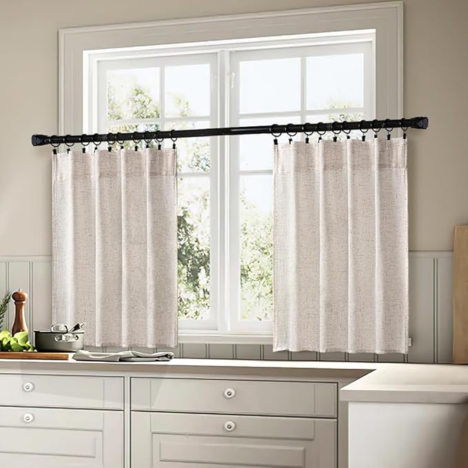 MIULEE Farmhouse Kitchen Curtains 24 Inch Length 2 Panels, Soft Thick Linen - Image 3
