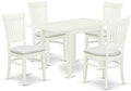 East West Furniture NDVA5-LWH-C 5 Piece Modern Dining Table Set Includes a Rectangle Wooden Table with Dropleaf and 4 Linen Fabric Dining Room Chairs, 30x48 Inch, Linen White