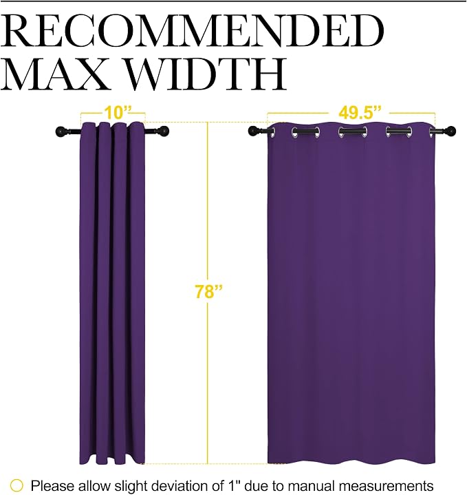 NICETOWN Purple Blackout Curtains 78 inches Long, Niose Reducing and Thermal - Image 7