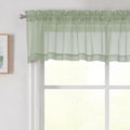 Sage Green Valances for Windows, Sheer Curtains 14 Inch Length 2 Pack Kitchen by WelvetBLK