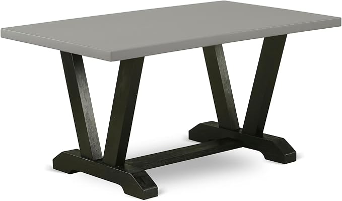 East West Furniture V696AB106-7 7 Piece Dining Set Consist of a Rectangle Dining Room Table with V-Legs and 6 Shitake Linen Fabric Upholstered Chairs, 36x60 Inch, Multi-Color