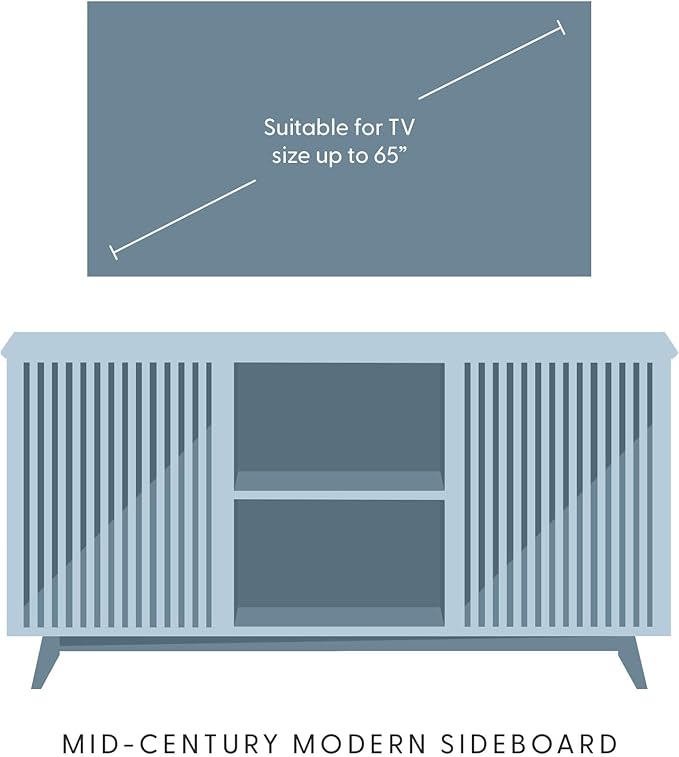 Plank+Beam Mid-Century Modern Wood TV Stand, Solid Wood Entertainment Console with Storage, 59" L x 16" W x 30" H, Black