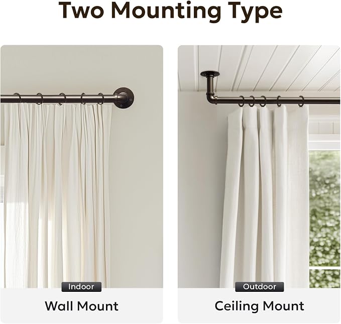 Zeerobee Curtain Rods for Windows 144 to 168, 1 Inch Industrial Wrap Around - Image 5