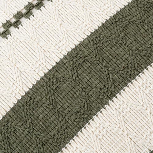 Fancy Homi Set of 1 Boho Olive Green Long Lumbar Decorative Throw Pillow Cover - Image 4