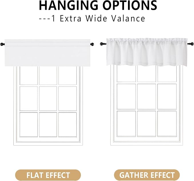 OVZME White Valance for Windows, Light Filtering Thick Textured Small Kitchen - Image 3