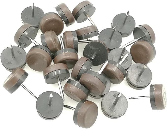 ALIMITOPIA 40pcs Furniture Glide Nail-in Thickened Nylon Chair Glide Slider Furniture Pad Floor Protector for Wooden Furniture Chair Tables Leg Feet(Φ28mm or 1.1";Brown)
