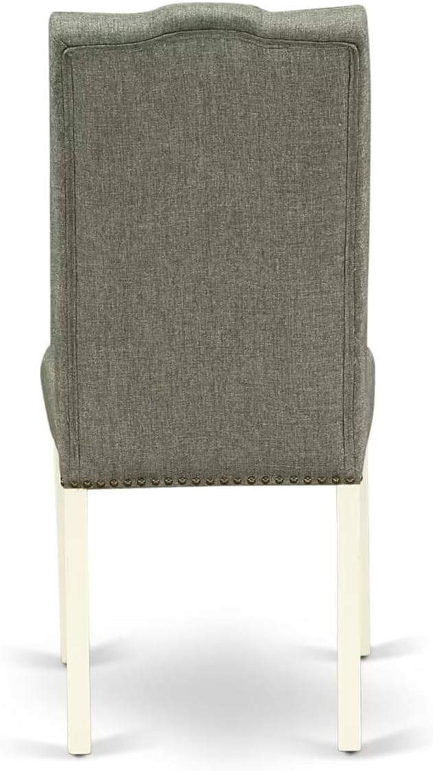 East West Furniture V027EL207-5 5 Piece Kitchen Table Set for 4 Includes a Rectangle Dining Table with V-Legs and 4 Gray Linen Fabric Parson Dining Room Chairs, 40x72 Inch, Multi-Color