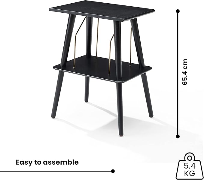 Crosley Manchester Record Player Stand, Media Console with Vinyl Storage, Modern Home Organizer, Black