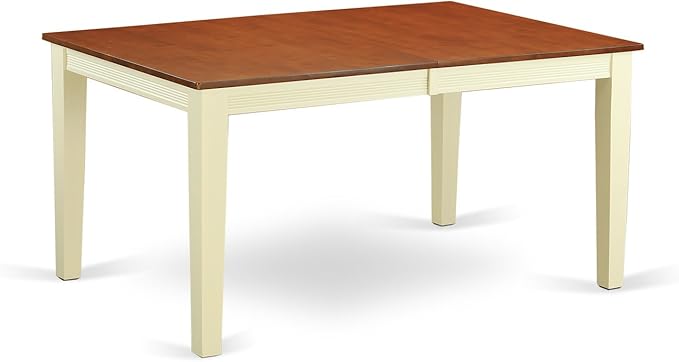 East West Furniture QUKE9-WHI-W 9 Piece Dining Room Furniture Set Includes a Rectangle Kitchen Table with Butterfly Leaf and 8 Dining Chairs, 40x78 Inch, Buttermilk & Cherry