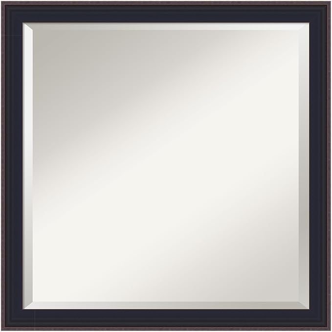 Amanti Art Black Bathroom Mirror for Over Sink, 23x23 Havana Black Bronze Square Vanity Mirror, Medium Casual Frame, Hangs Horizonally and Vertically, Bathroom Wall Decor, Beveled Edge