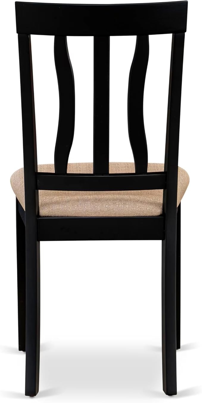 East West Furniture LGAN5-BLK-C 5 Piece Dinette Set for 4 Includes a Rectangle Dining Table with Butterfly Leaf and 4 Linen Fabric Dining Room Chairs, 42x84 Inch, Black