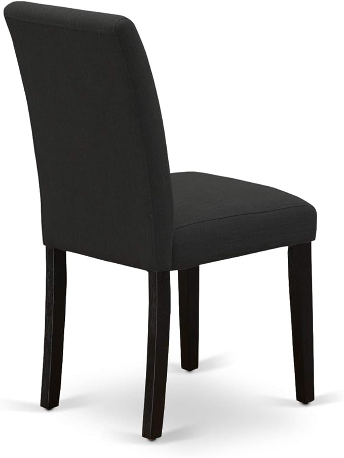 East West Furniture X627AB624-7 7 Piece Dining Room Furniture Set Consist of a Rectangle Dining Table with X-Legs and 6 Black Color Linen Fabric Upholstered Chairs, 40x72 Inch, Multi-Color