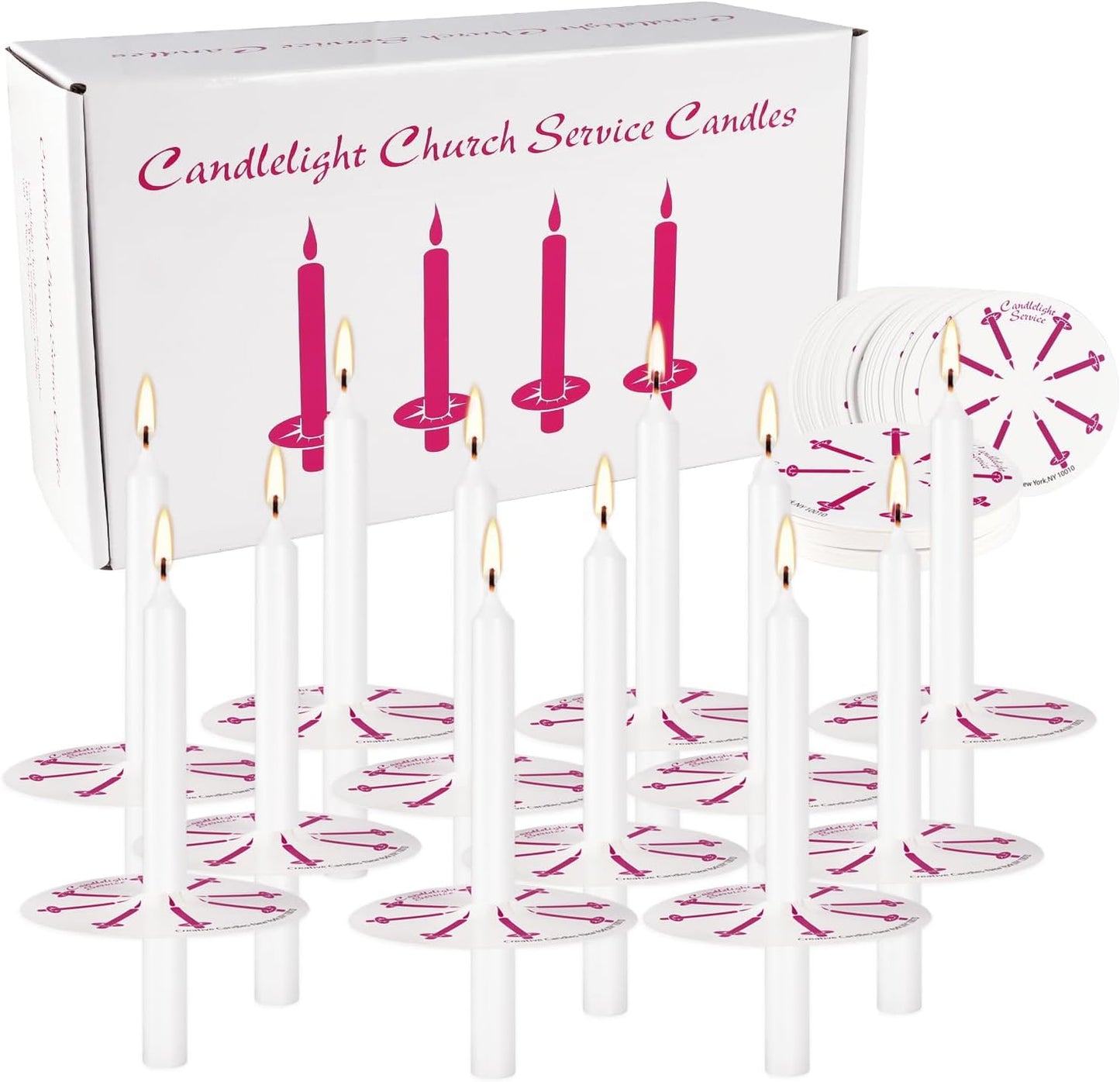 300Pack White Taper Candles with Drip Guards & Paper Holders - 5 Inch Odorless Religious Candles for Church Prayers, Sabbath Ceremonies, & Home Decorations……