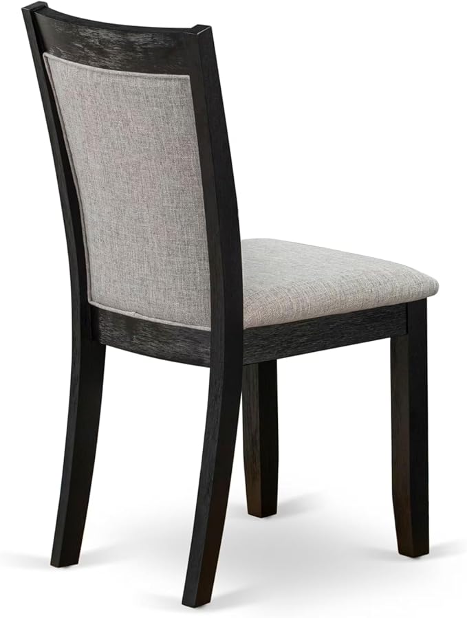 East West Furniture V677MZ606-7 7 Piece Modern Dining Table Set Consist of a Rectangle Wooden Table with V-Legs and 6 Shitake Linen Fabric Upholstered Chairs, 40x72 Inch, Multi-Color