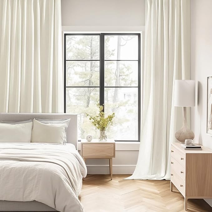 MIULEE Cream Back Tab Blackout Curtains 84 Inch Length 2 Panels Set - Image 2