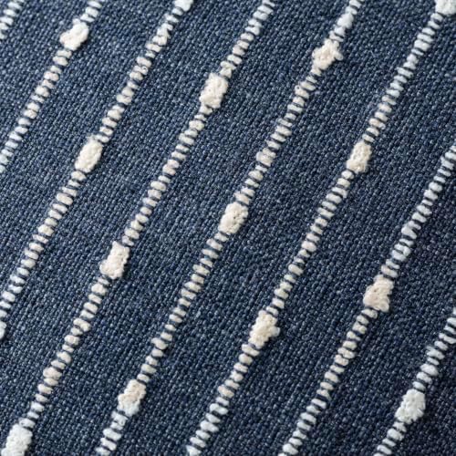 Foindtower Decorative Striped Boucle Throw Pillow Covers 20x20 Dark Blue - Image 2