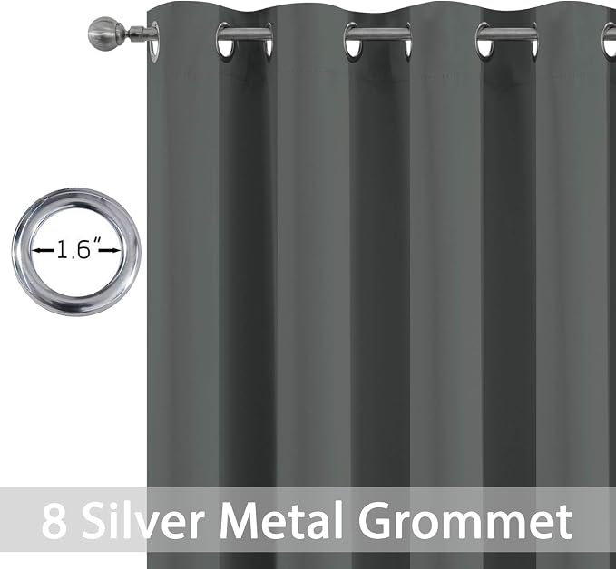 Yakamok Room Darkening Dark Grey Blackout Curtains 84 Inches Long Light - Image 4