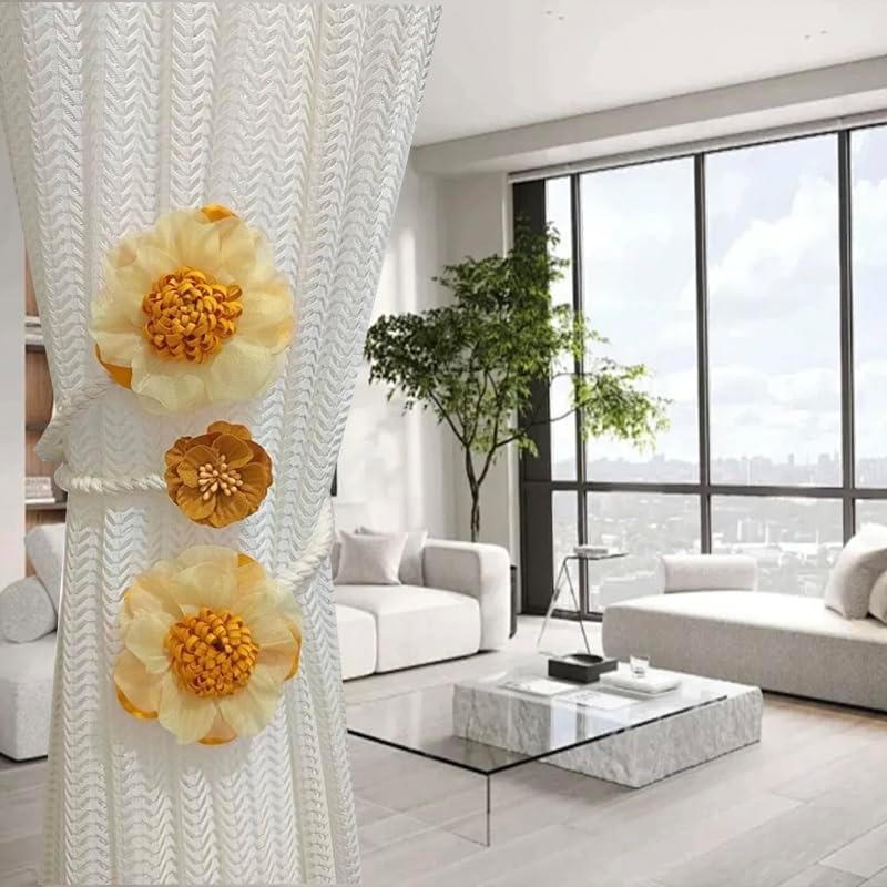 2 Packs Flower Curtain Buckle, Handmade Artificial Flower Curtain Holdbacks - Image 2