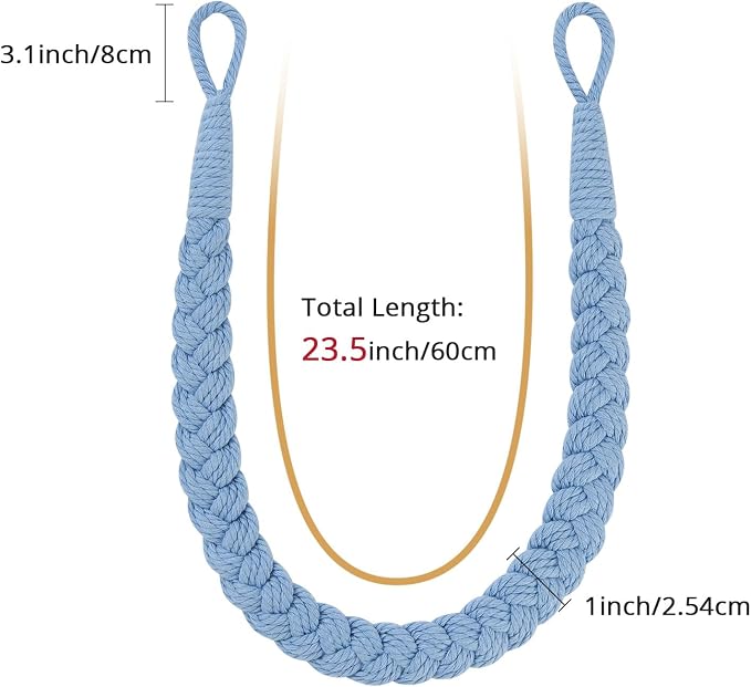 NICEEC 4 Pack Natural Cotton Rope Curtain Tiebacks Elegant Boho Style - Image 3