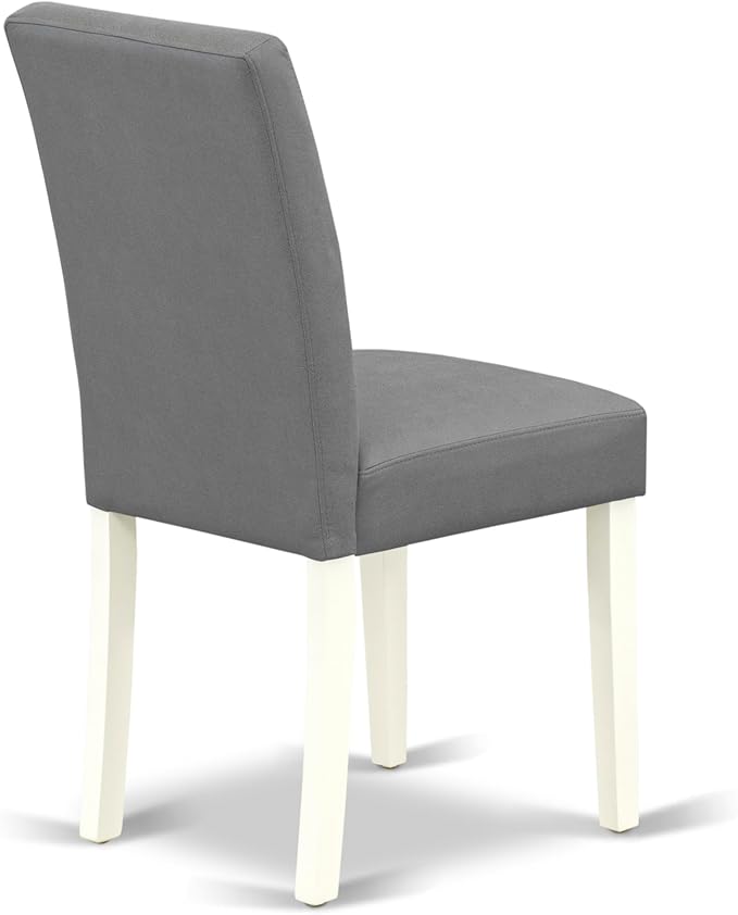 East West Furniture LGAS7-LWH-41 7 Piece Kitchen Table Set Contain A Modern Table and 6 Platinum Gray Polyester Fabric Dining Chairs with Stylish Back- Linen White Finish