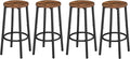 HOOBRO Bar Stools Set of 4, Counter Height Stools, Kitchen Round Height Stools, Bartools with Metal Frame and Smooth Top, for Kitchen, Bar, Cafe, Dining Room, Rustic Brown and Black BF03BYP401N1