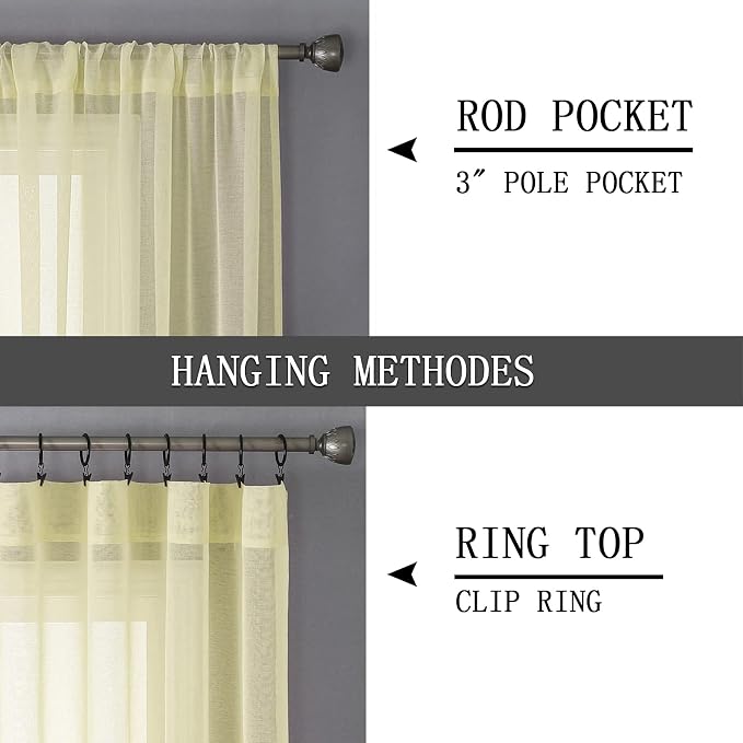 Tollpiz Sheer Tier Curtain Linen Textured Half Kitchen Curtains Sheer Light - Image 5