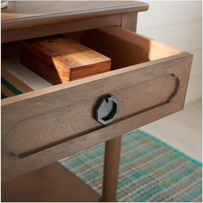 SAFAVIEH Home Collection Allura Distressed White 1-Drawer Bottom Shelf Accent Table ACC5718A, 19" W x 15.8" L x 26" H