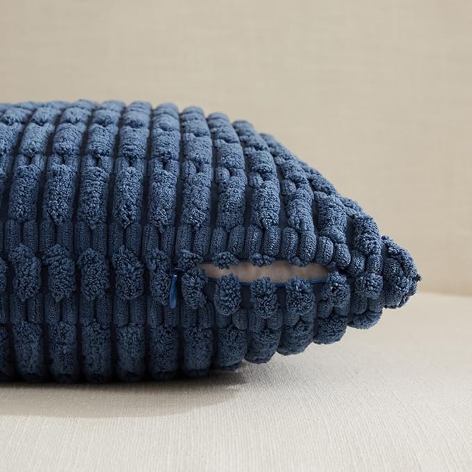 Fancy Homi Set of 4 Blue Long Lumbar Rectangle Decorative Throw Pillow Covers - Image 3