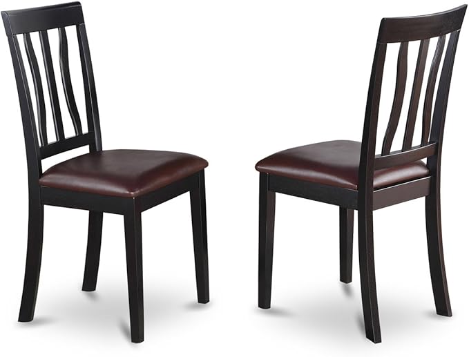 East West Furniture LGAN5-BLK-LC 5 Piece Dining Room Table Set Includes a Rectangle Wooden Table with Butterfly Leaf and 4 Faux Leather Kitchen Dining Chairs, 42x84 Inch, Black