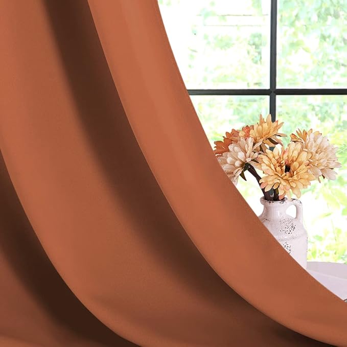 NICETOWN Thermal Insulated Burnt Orange Curtains - Image 6